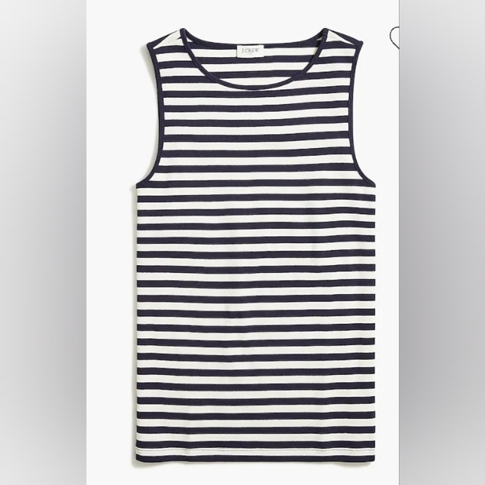 J. Crew Factory Women's Striped Shell Tank Top Navy & White Sz Medium - Picture 4 of 4